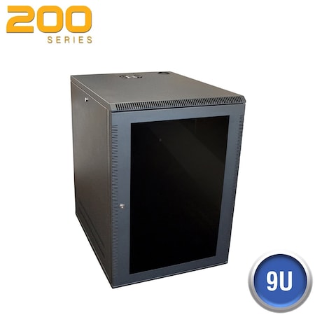 Quest Mfg Wall Enclosure, Front/Side Access, 9U, 20"H x 21"W x 20"D, Black WM2019-09-02